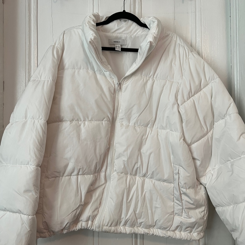 Plus Size White Puffer Jacket